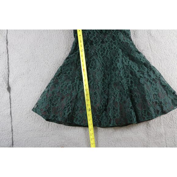 Zum Zum Dress Vintage Green Floral XS Small Off The Shoulder Sequin Mini Zip Up - Picture 6 of 6